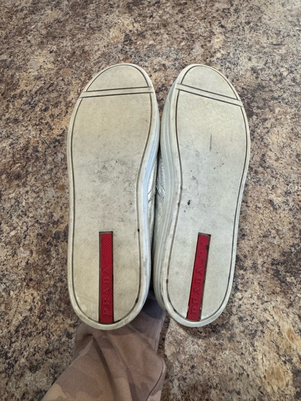 Prada Metallic Silver leather women's size US 7 37 slip-on sneaker - Picture 10 of 11